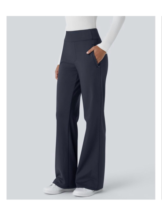 HALARA Pants - Halara Flex DayStretch Mid Rise Side Zipper Pocket Work Flare Pants dark blue PS